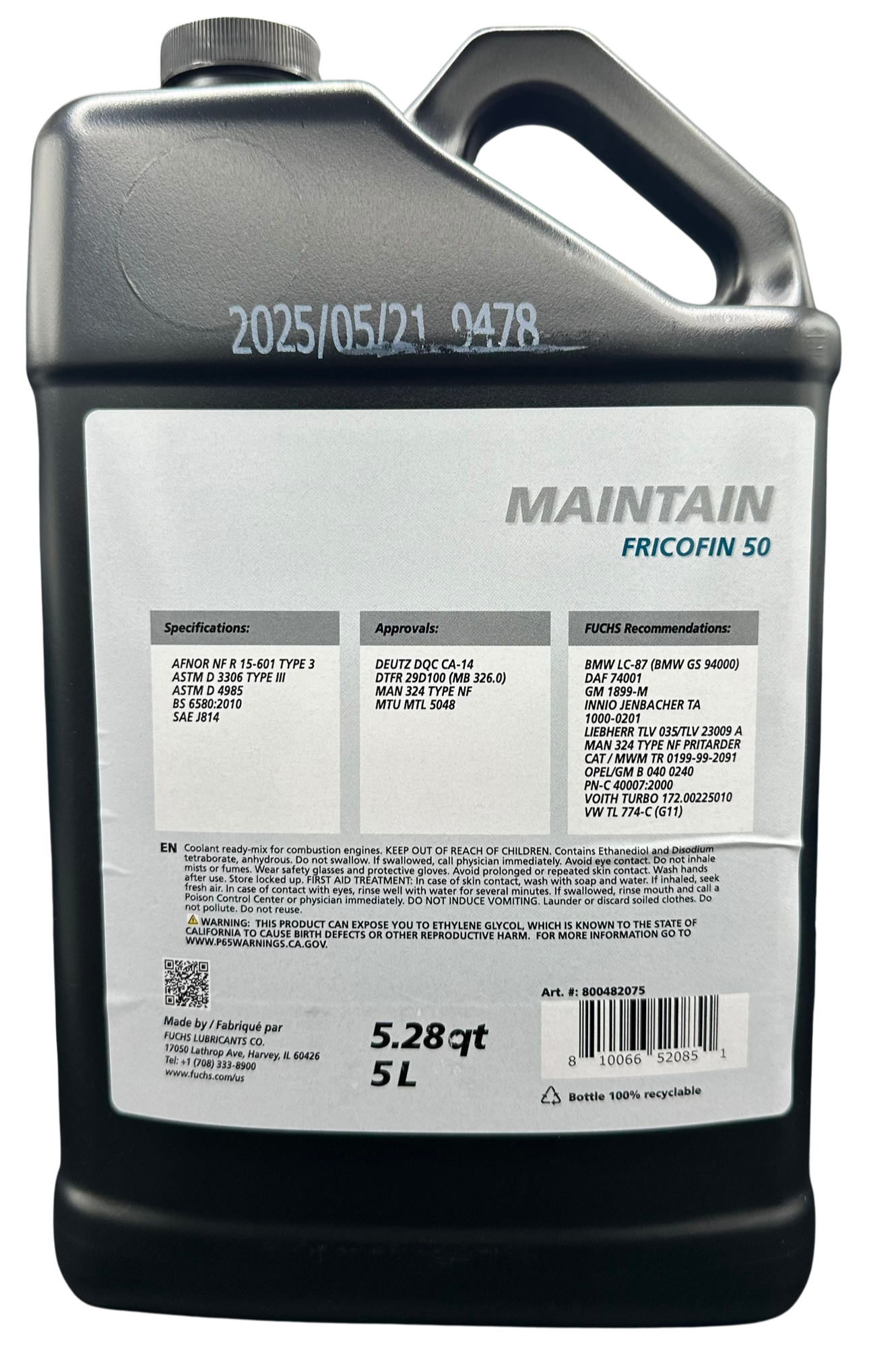FUCHS MAINTAIN FRICOFIN 50 (BLUE) - Ready Mix 5L